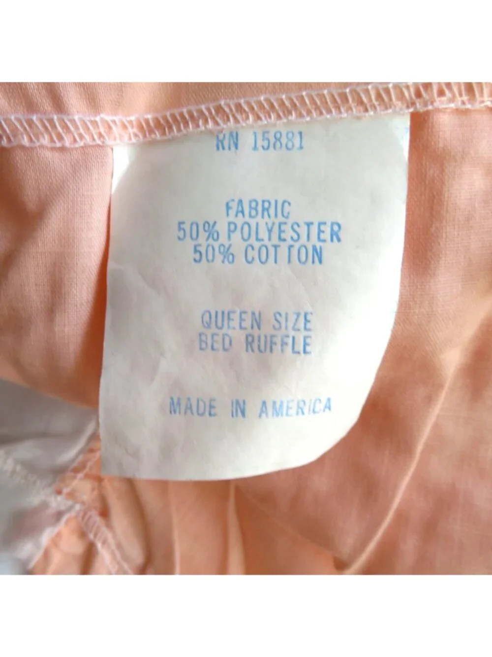 New Vintage Queen Size Peach Bed Skirt Ruffle 12